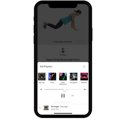 class pass go fitness app music menu screenshot on phone