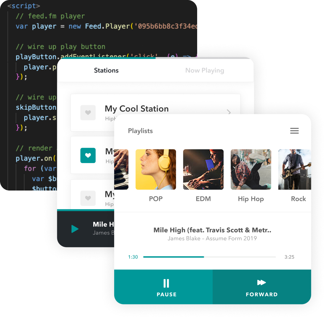 Preview of Feed.fm's music API and stations.