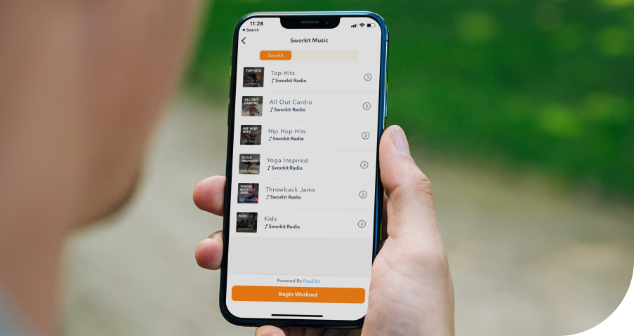 Person using Sworkit app on phone