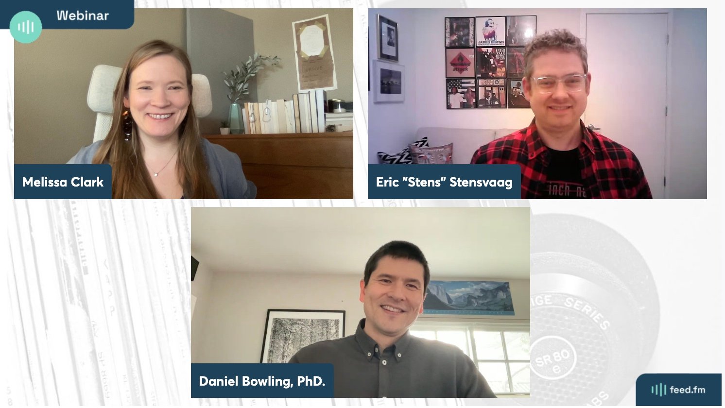 Screen Shot from The Science of Music as Medicine Webinar featuring Daniel Bowling, PhD and Eric 