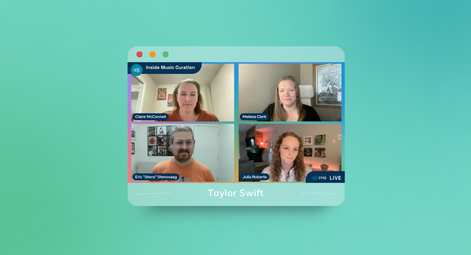 Team FMG recording Inside Music Curation Taylor Swift